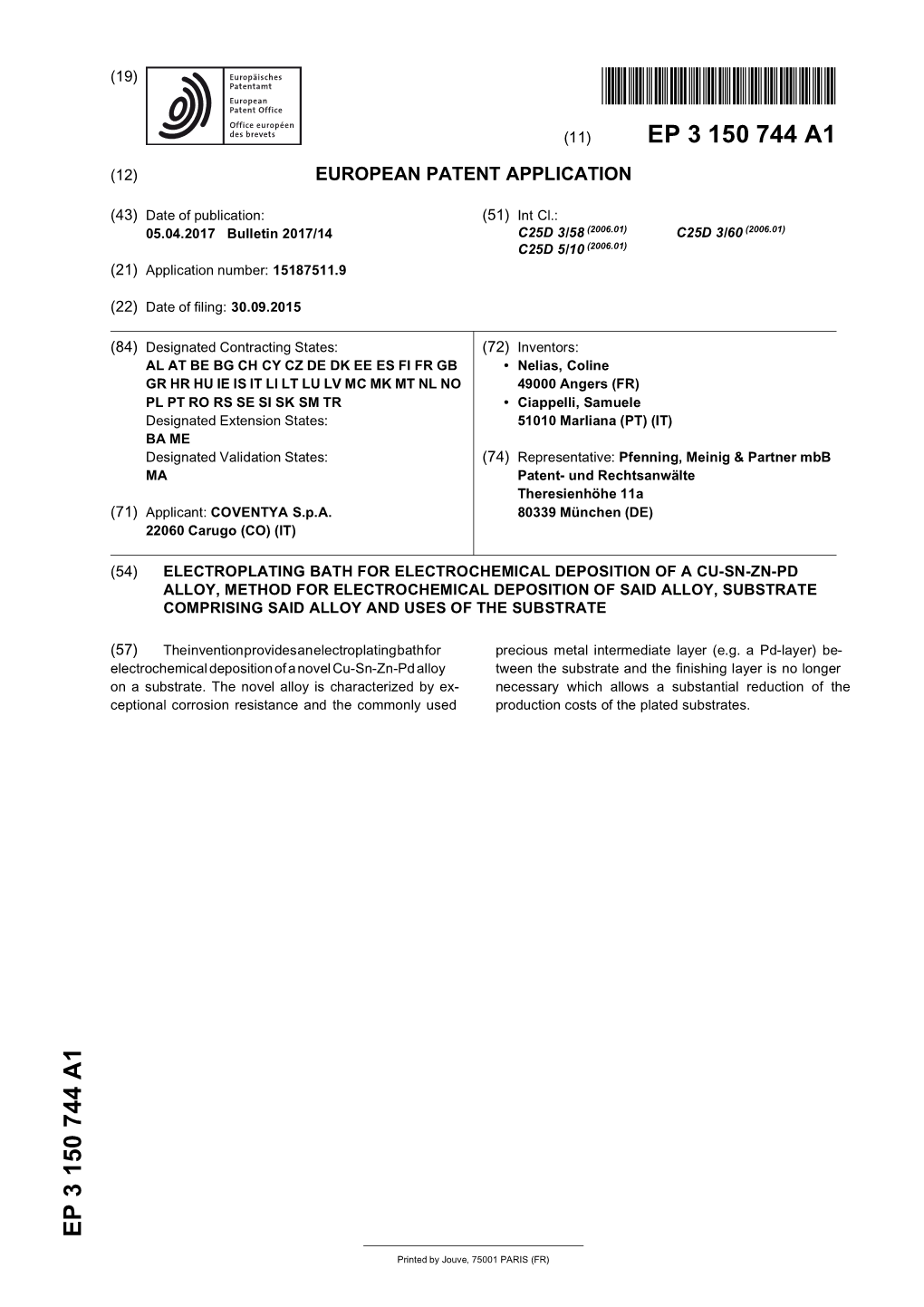 Electroplating Bath for Electrochemical