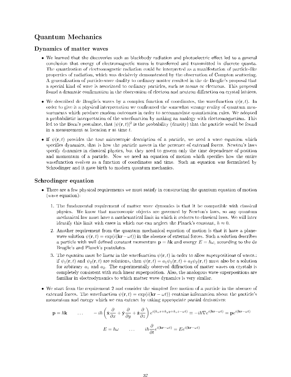 Quantum Mechanics (Schrodinger Equation)