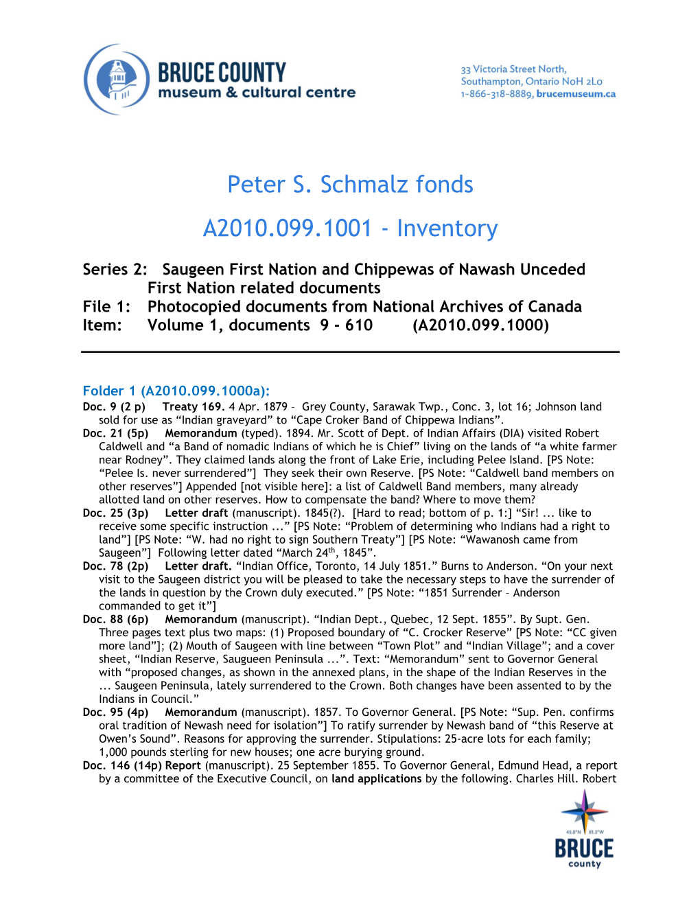 Peter S. Schmalz Fonds A2010.099.1001 - Inventory