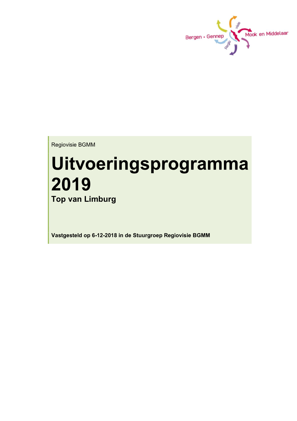 Uitvoeringsprogramma 2019 Top Van Limburg