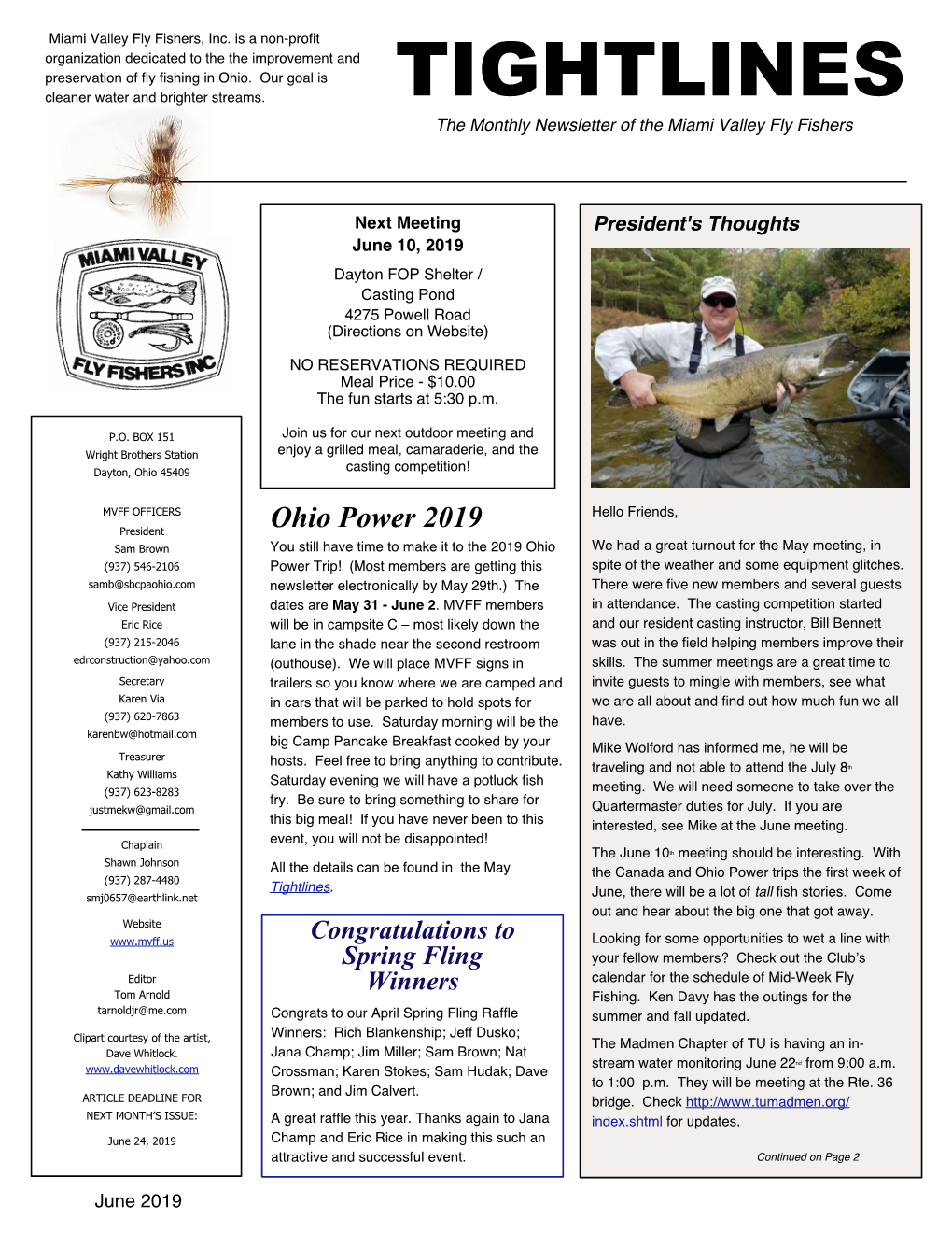 TIGHTLINES the Monthly Newsletter of the Miami Valley Fly Fishers