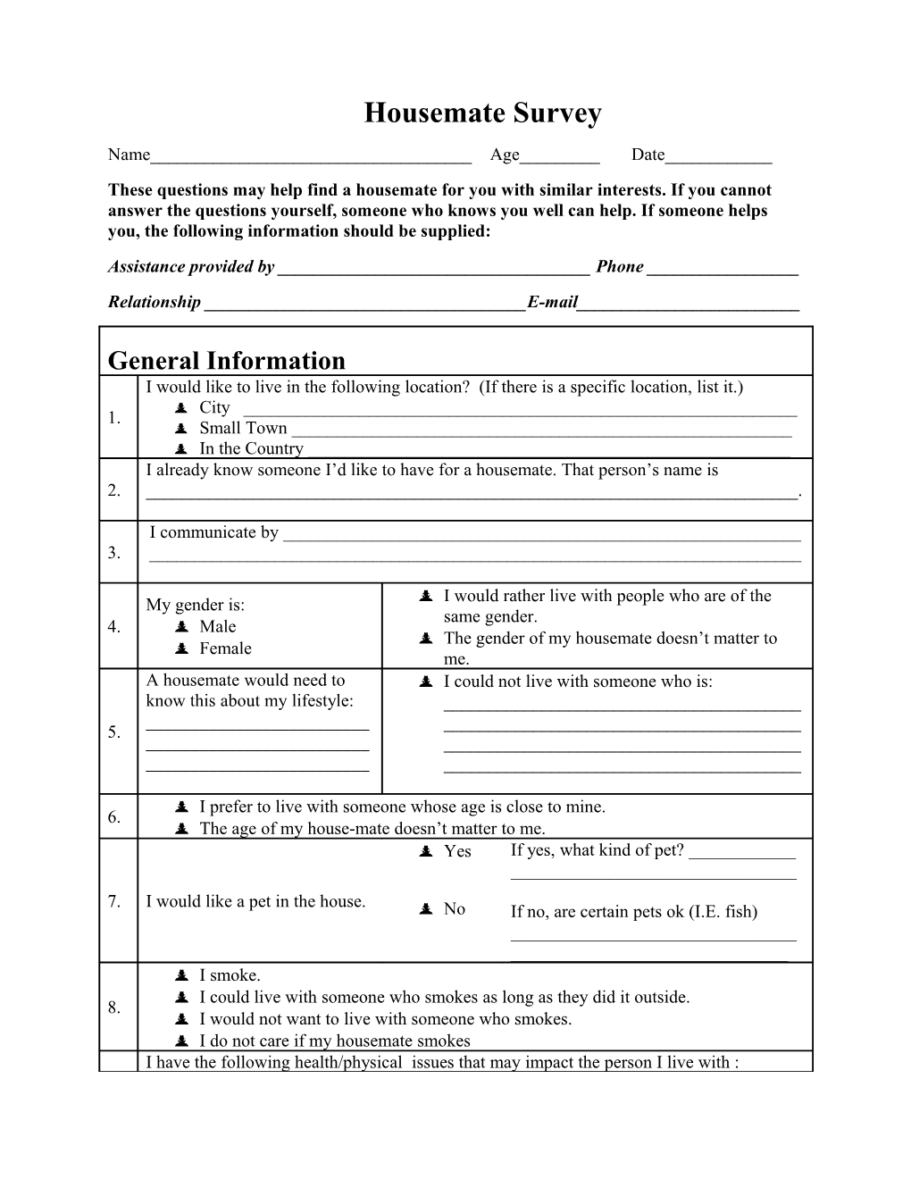 Housemate Survey