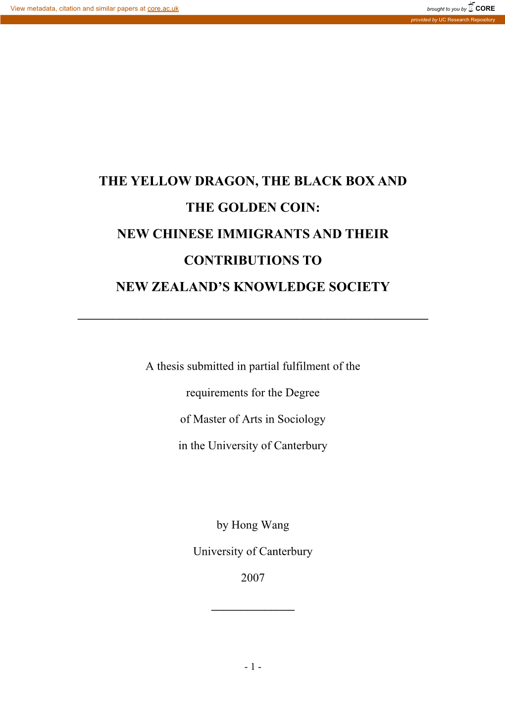 New Chinese Immigrants and Their Contributions to New Zealand’S Knowledge Society