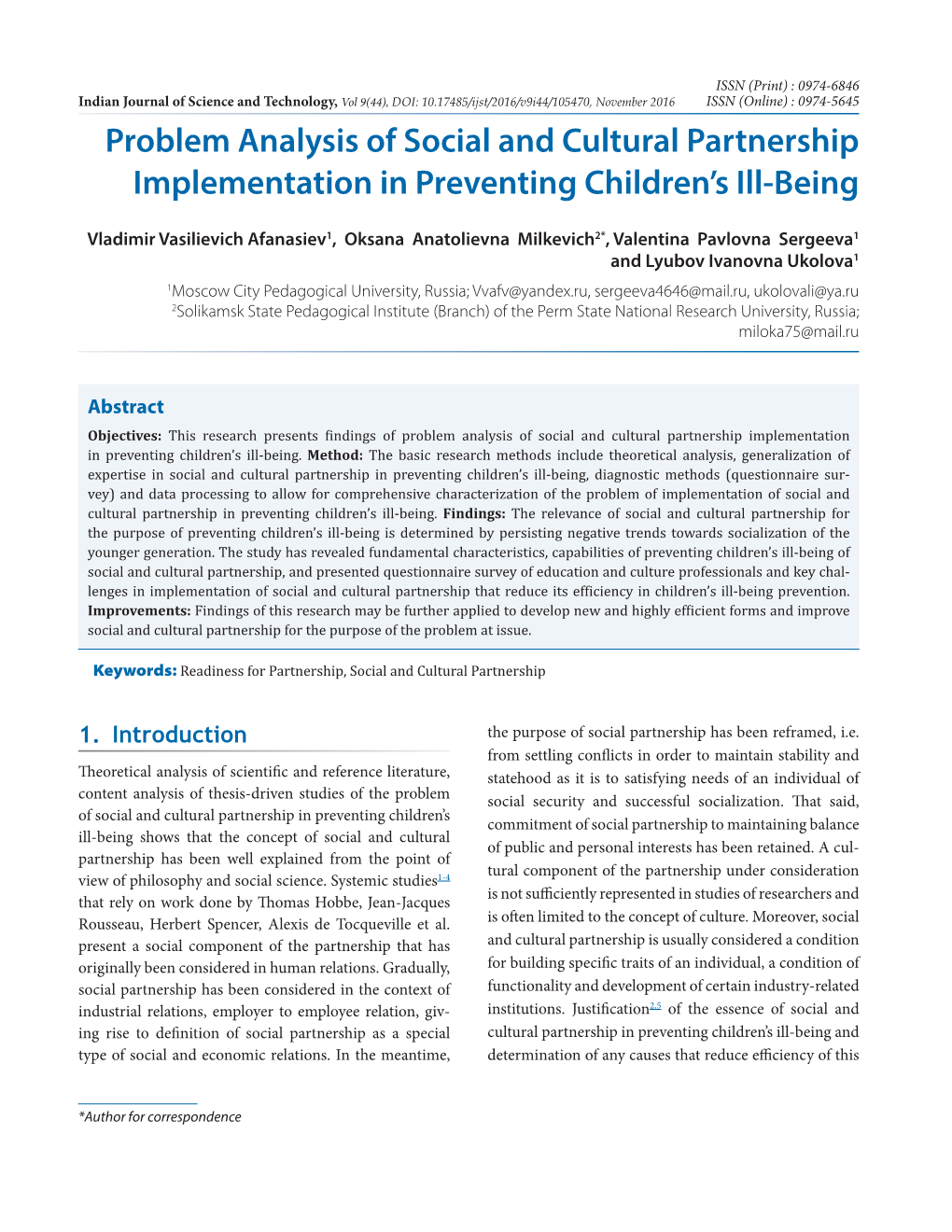 Problem Analysis of Social and Cultural Partnership Implementation in Preventing Children’S Ill-Being