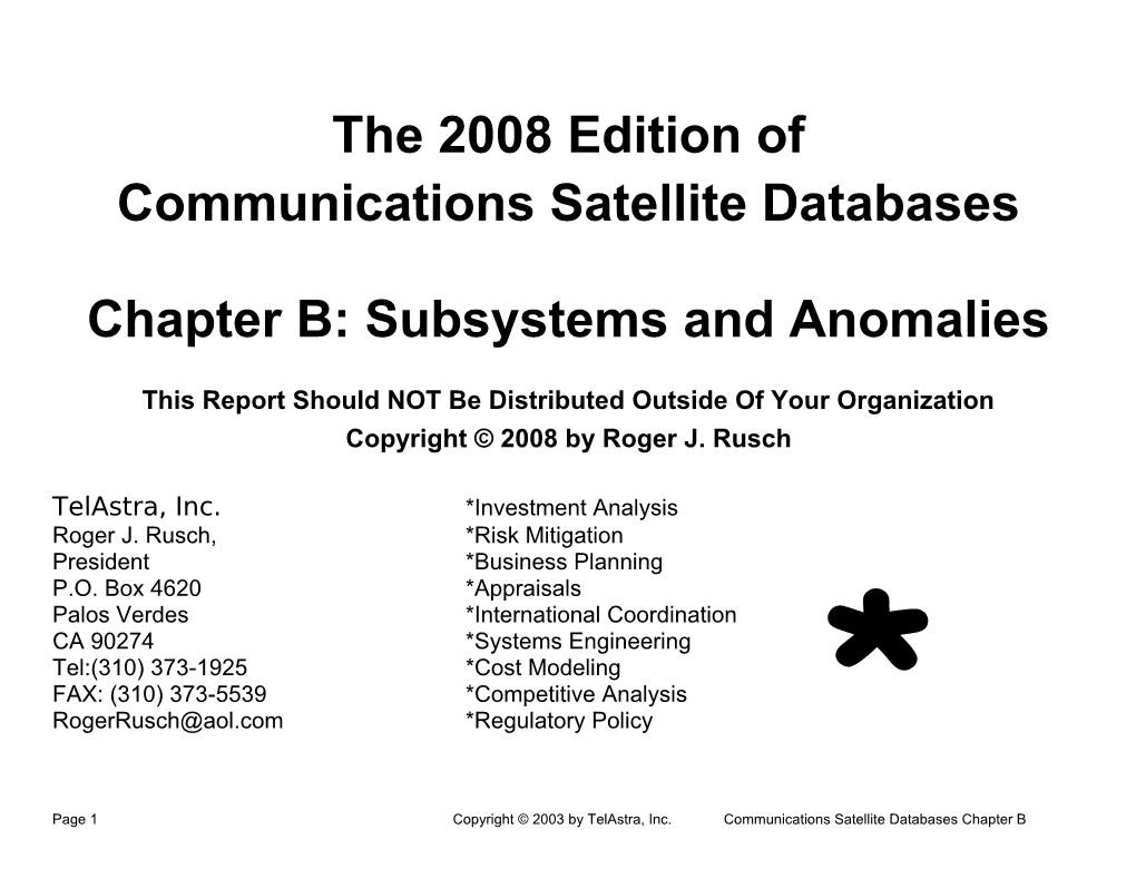 Communications Satellite Databases Part I