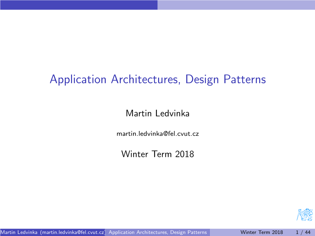 Application Architectures, Design Patterns