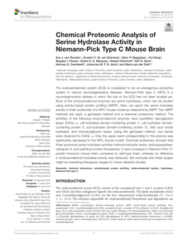 Chemical Proteomic Analysis of Serine Hydrolase Activity in Niemann-Pick Type C Mouse Brain
