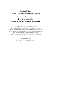 Ideas of Man in the Conceptions of the Religions – Das Menschenbild in Den Konzeptionen Der Religionen