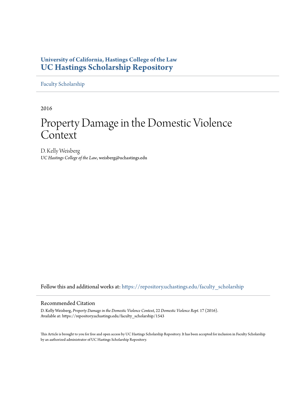 Property Damage in the Domestic Violence Context D