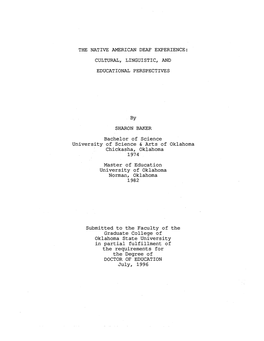 The Native American Deaf Experience: Cultural, Linguistic, and Educational Perspectives