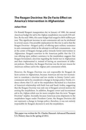 The Reagan Doctrine: No De Facto Effect on America's Intervention in Afghanistan