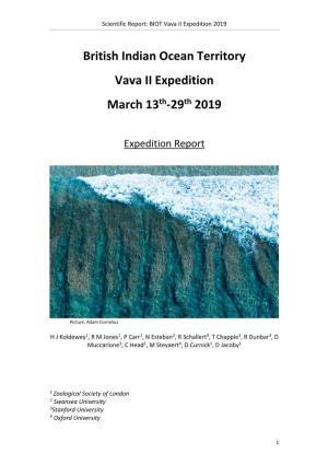 BIOT Vava II March 2019 Expedition