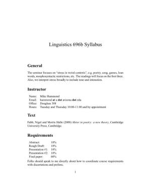 Linguistics 696B Syllabus