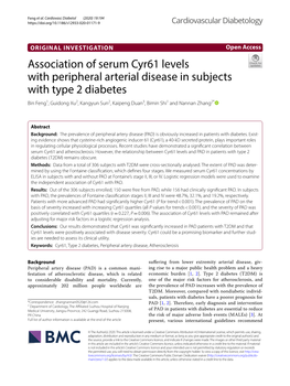 Association of Serum Cyr61 Levels with Peripheral Arterial Disease In