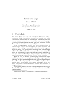 Intuitionistic Logic