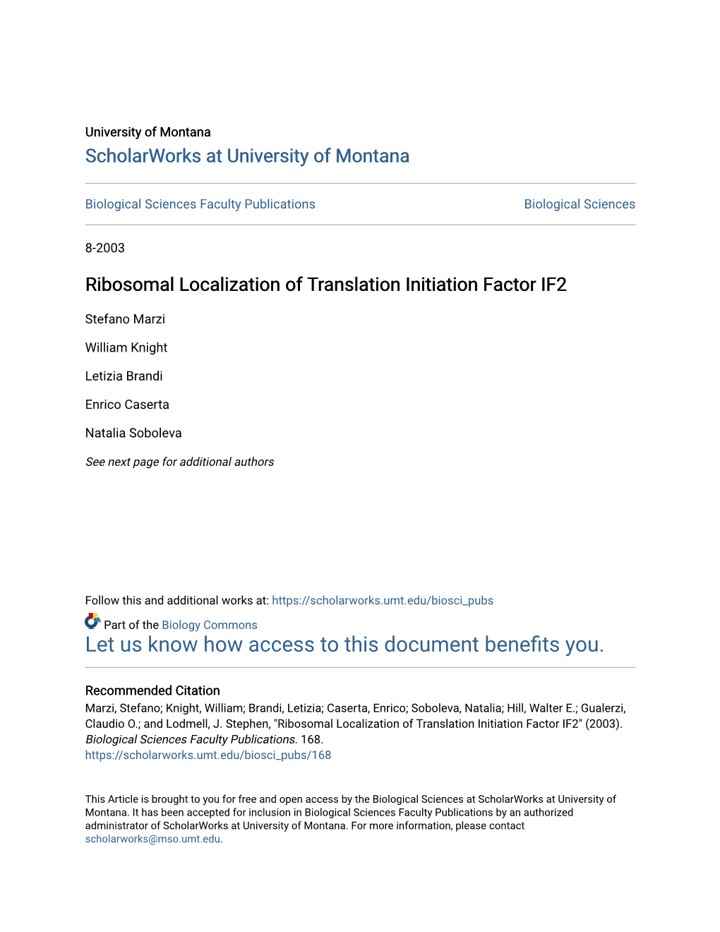 Ribosomal Localization of Translation Initiation Factor IF2