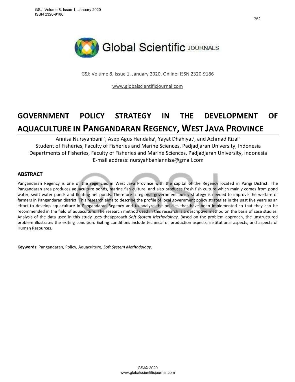 Government Policy Strategy in the Development of Aquaculture In