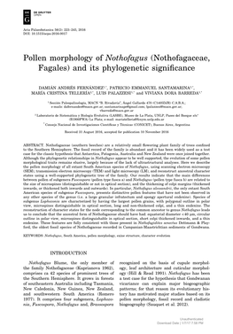 Pollen Morphology of Nothofagus (Nothofagaceae, Fagales) and Its Phylogenetic Significance