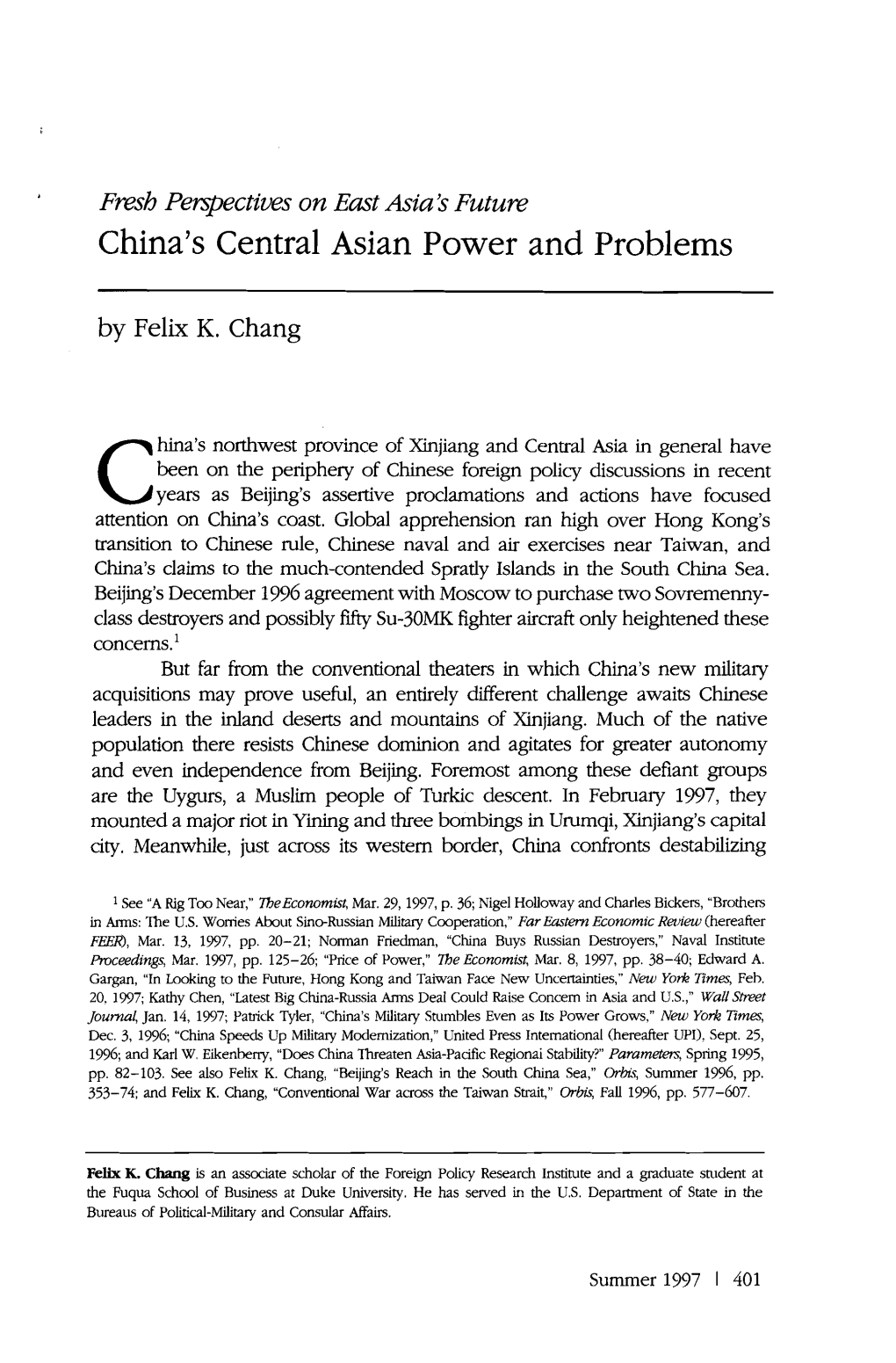 China's Central Asian Power and Problems