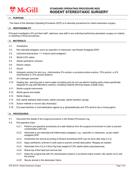 Rodent Stereotaxic Surgery