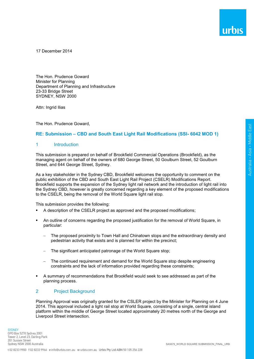 CBD and South East Light Rail Modifications (SSI- 6042 MOD 1)