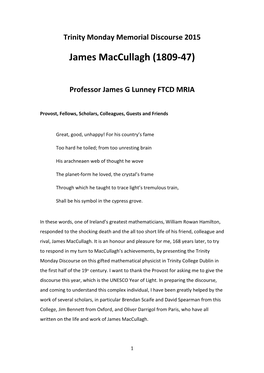 James Maccullagh (1809‐47)