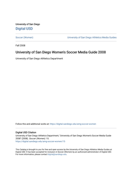 University of San Diego Women's Soccer Media Guide 2008