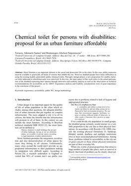 Chemical Toilet for Persons with Disabilities: Proposal for an Urban Furniture Affordable