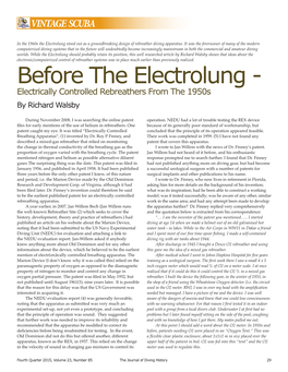 Before the Electrolung - Electrically Controlled Rebreathers from the 1950S by Richard Walsby