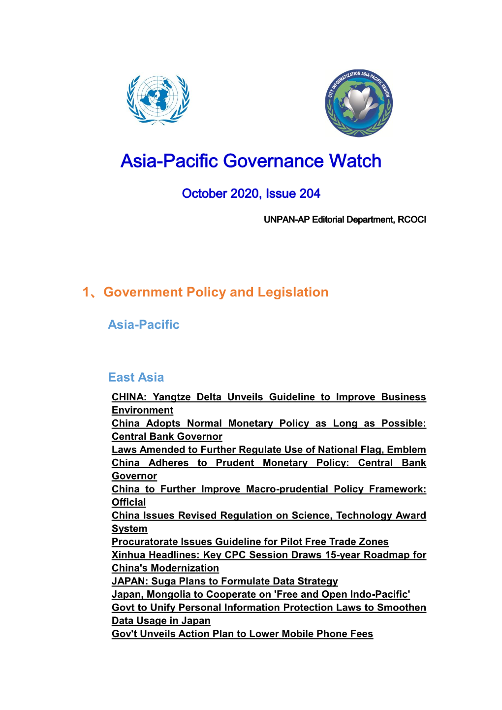 Asia-Pacific Governance Watch