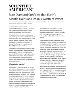 Rare Diamond Confirms That Earth's Mantle Holds an Ocean's Worth Of
