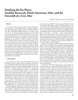 Franklin Roosevelt, Polish-Americans, Yalta, and the Downfall of a Civic Elite Matthew Schweitzer, University of Chicago