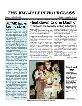 THE KWAJALEIN HOURGLASS Volume 39, Number 96 Friday, December 3, 1999 U.S