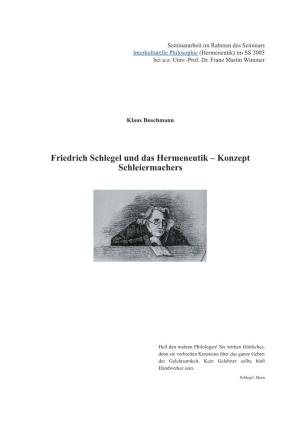 Friedrich Schlegel Und Das Hermeneutik-Konzept