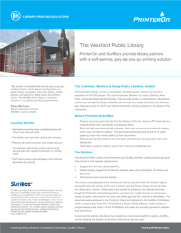 The Wexford Public Library Printeron and Surfbox Provide Library Patrons with a Self-Service, Pay-As-You-Go Printing Solution
