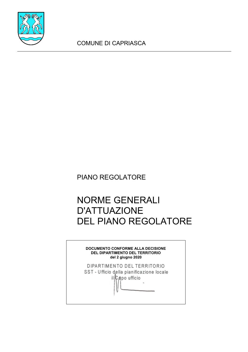 Norme Generali D'attuazione Del Piano Regolatore