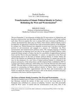 Turkish Studies Transformation of Islamic Political Identity