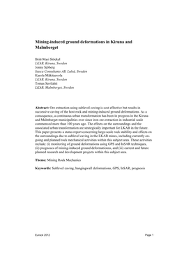 Mining-Induced Ground Deformations in Kiruna and Malmberget