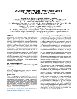 A Design Framework for Awareness Cues in Distributed Multiplayer Games