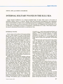 Internal Solitary Waves in the Sulu Sea