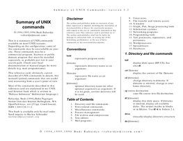 Summary of UNIX Commands- Version 3.2