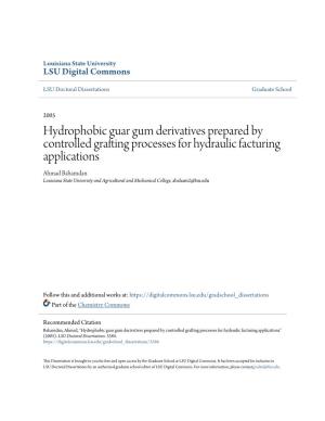 Hydrophobic Guar Gum Derivatives Prepared by Controlled Grafting