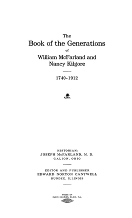 Book of the Generations of William Mcfarland and Nancy Kilgore