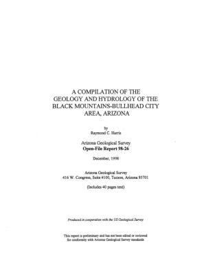 A Compilation of the Geology and Hydrology of the Black Mountains-Bullhead City Area, Arizona