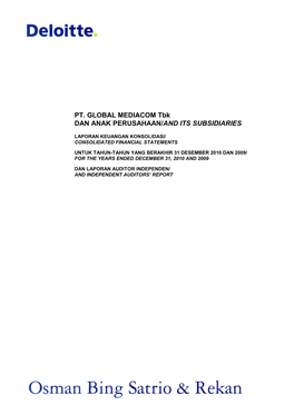 PT. GLOBAL MEDIACOM Tbk DAN ANAK PERUSAHAAN/AND ITS SUBSIDIARIES