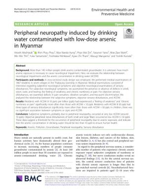 Peripheral Neuropathy Induced by Drinking Water Contaminated with Low-Dose Arsenic in Myanmar