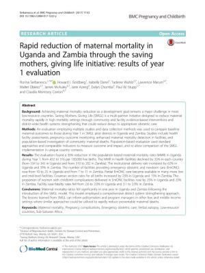 Rapid Reduction of Maternal Mortality in Uganda and Zambia