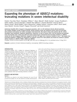 Truncating Mutations in Severe Intellectual Disability