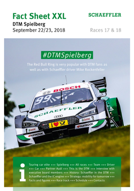 Fact Sheet XXL DTM Spielberg September 22/23, 2018 Races 17 & 18