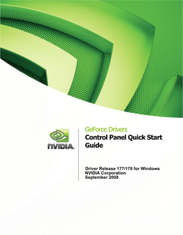 Geforce Drivers Control Panel Quick Start Guide
